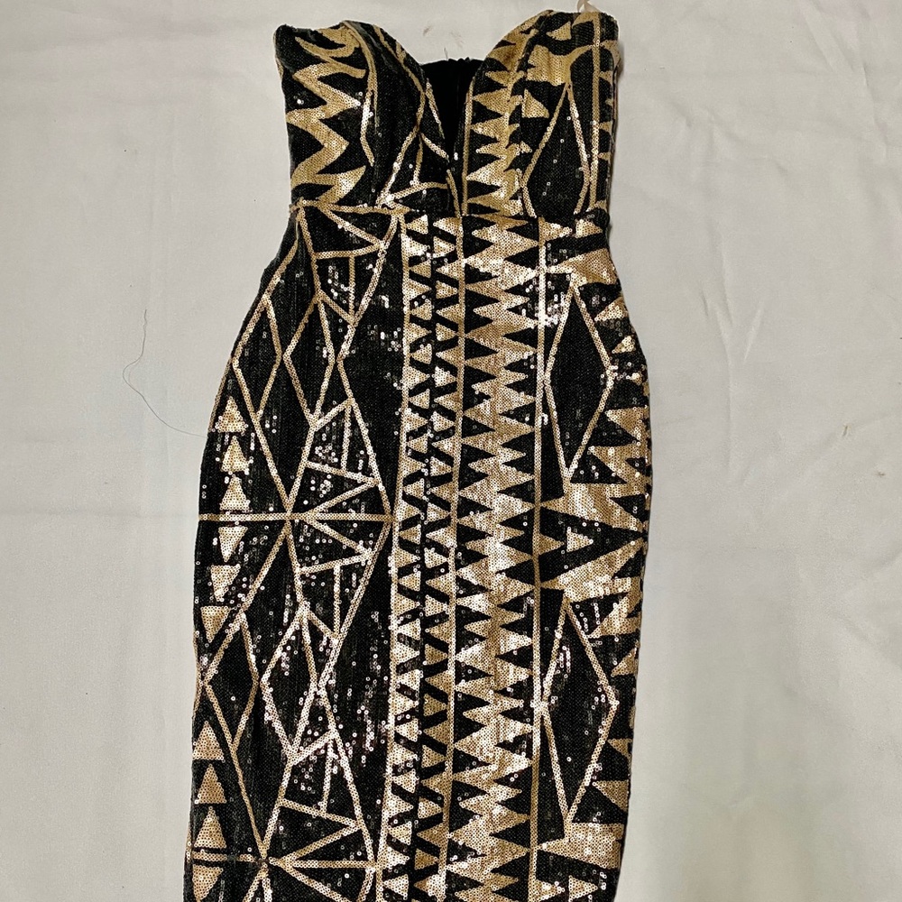 Sequence black and gold dress